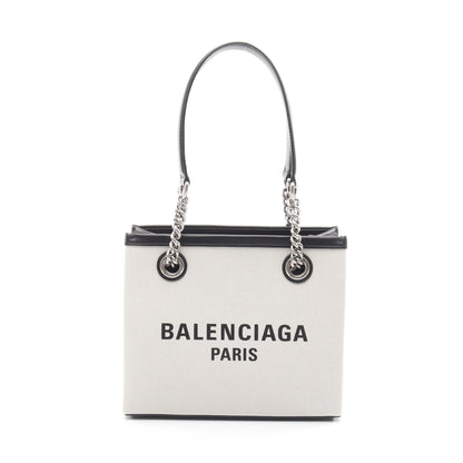 デューティー フリー スモール ショルダーバッグ トートバッグ キャンバス レザー アイボリー ブラック バレンシアガ バッグ BALENCIAGA
