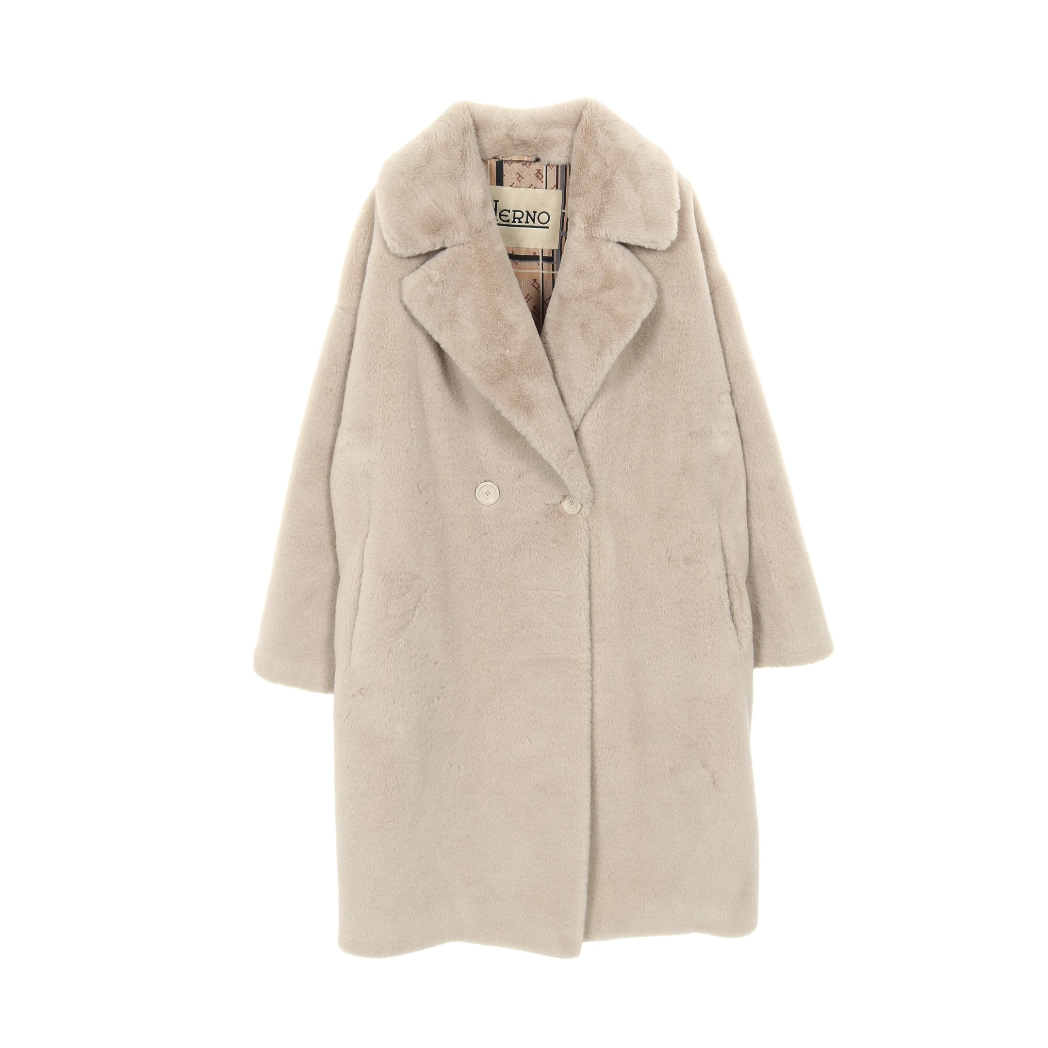 エコファー ダブルブレスト チェスターコート グレーベージュ ヘルノ