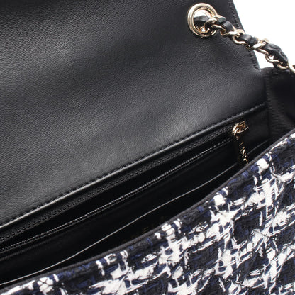 ミニマトラッセ20 チェーンショルダーバッグ ツイード ブラック ホワイト ネイビー ゴールド金具 シャネル バッグ CHANEL