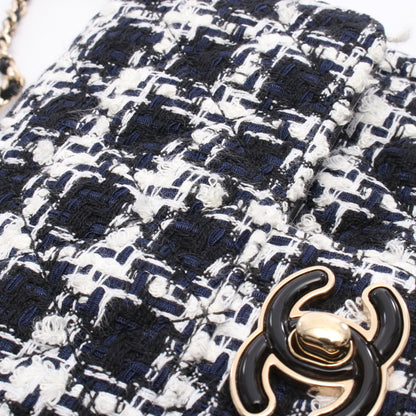ミニマトラッセ20 チェーンショルダーバッグ ツイード ブラック ホワイト ネイビー ゴールド金具 シャネル バッグ CHANEL