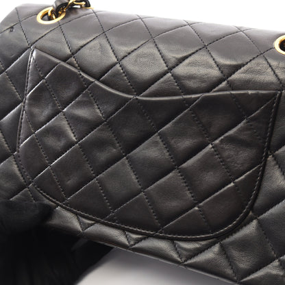 マトラッセ Wフラップ Wチェーンショルダーバッグ ラムスキン ブラック ゴールド金具 シャネル バッグ CHANEL