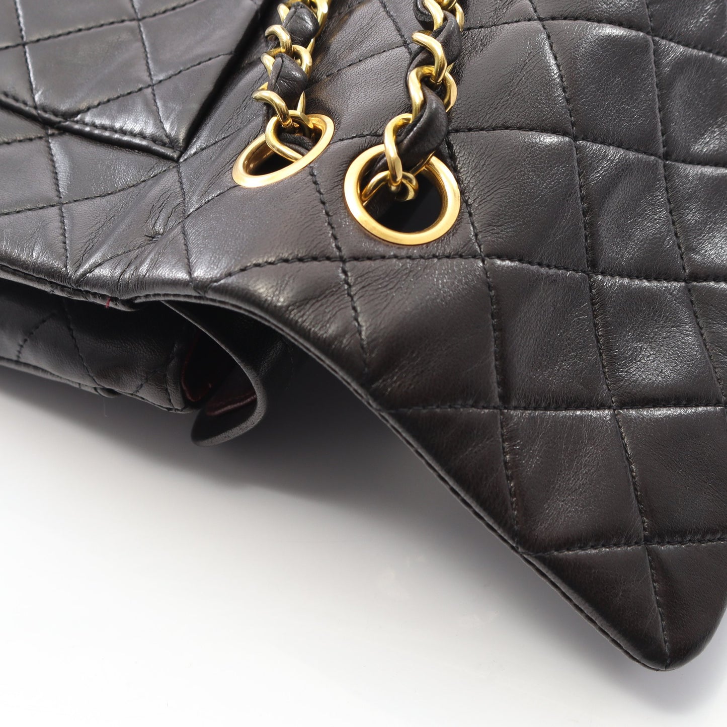 マトラッセ Wフラップ Wチェーンショルダーバッグ ラムスキン ブラック ゴールド金具 シャネル バッグ CHANEL