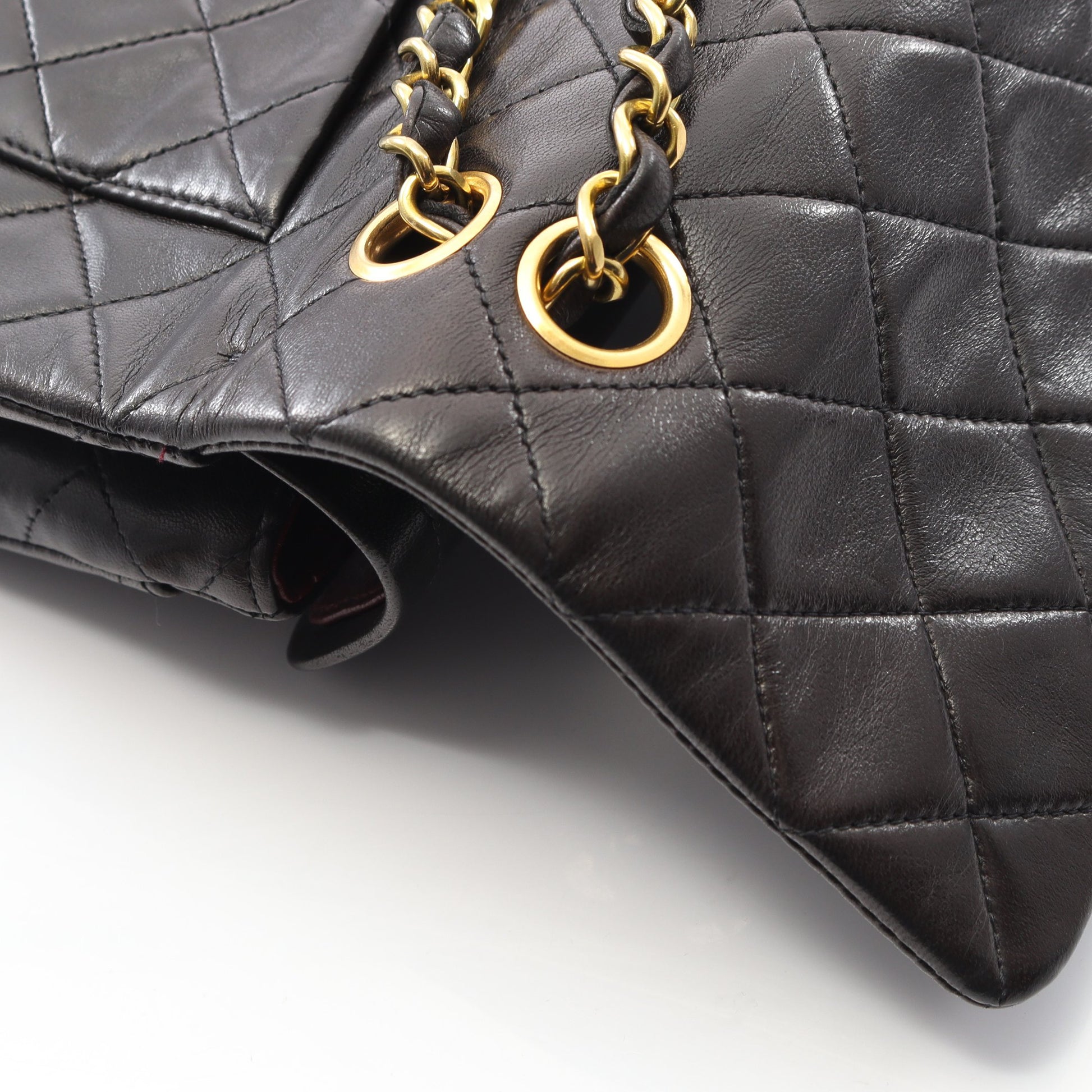 マトラッセ Wフラップ Wチェーンショルダーバッグ ラムスキン ブラック ゴールド金具 シャネル バッグ CHANEL