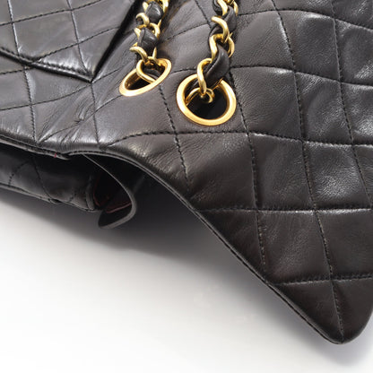 マトラッセ Wフラップ Wチェーンショルダーバッグ ラムスキン ブラック ゴールド金具 シャネル バッグ CHANEL