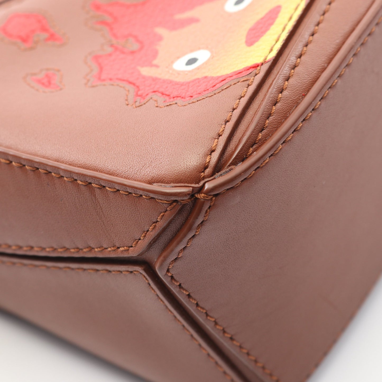 LOEWE × STUDIO GHIBLI ハウルの動く城 カルシファー PUZZLE MINI パズル ミニ ハンドバッグ レザー ブラウン 2WAY ロエベ バッグ LOEWE