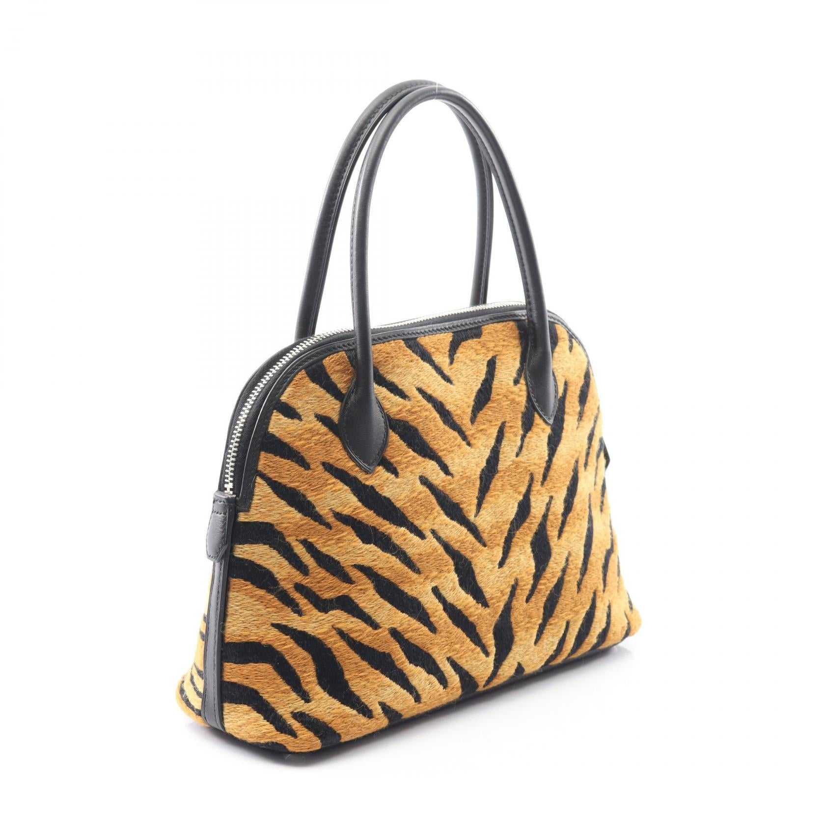 エルメスのパレオ ボリード27 レオパード ハンドバッグ 刺繍 ヴォースイフト イエロー