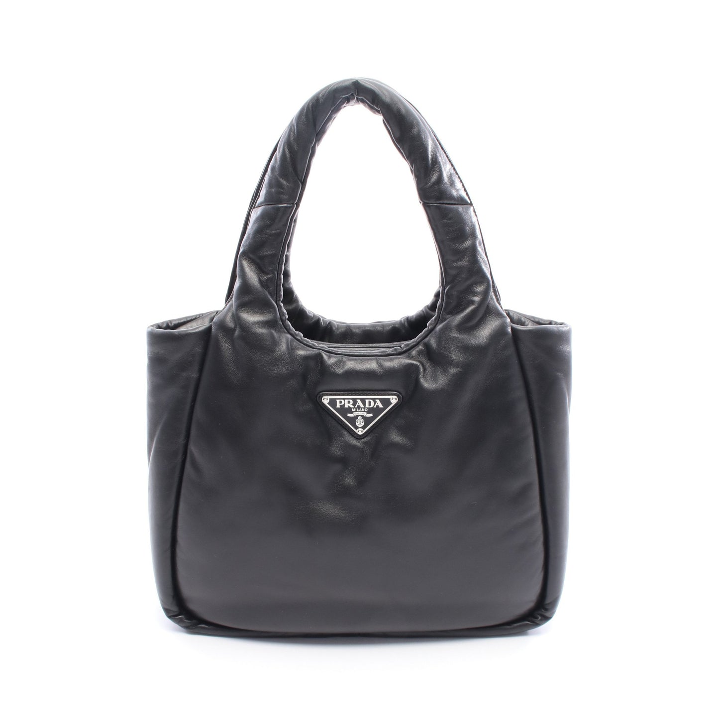 トライアングルロゴ ハンドバッグ レザー ブラック プラダ バッグ PRADA