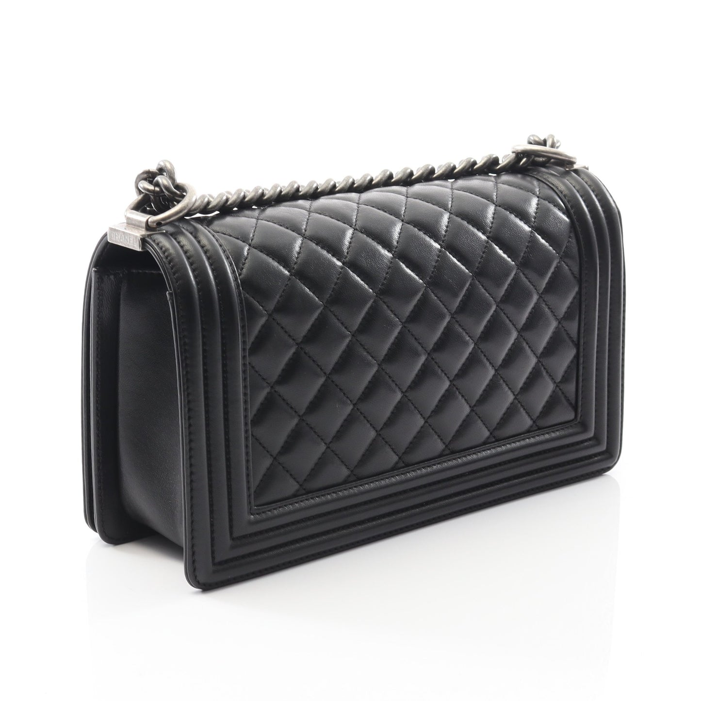 ボーイシャネル チェーンショルダーバッグ ラムスキン ブラック アンティークシルバー金具 シャネル バッグ CHANEL