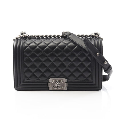ボーイシャネル チェーンショルダーバッグ ラムスキン ブラック アンティークシルバー金具 シャネル バッグ CHANEL