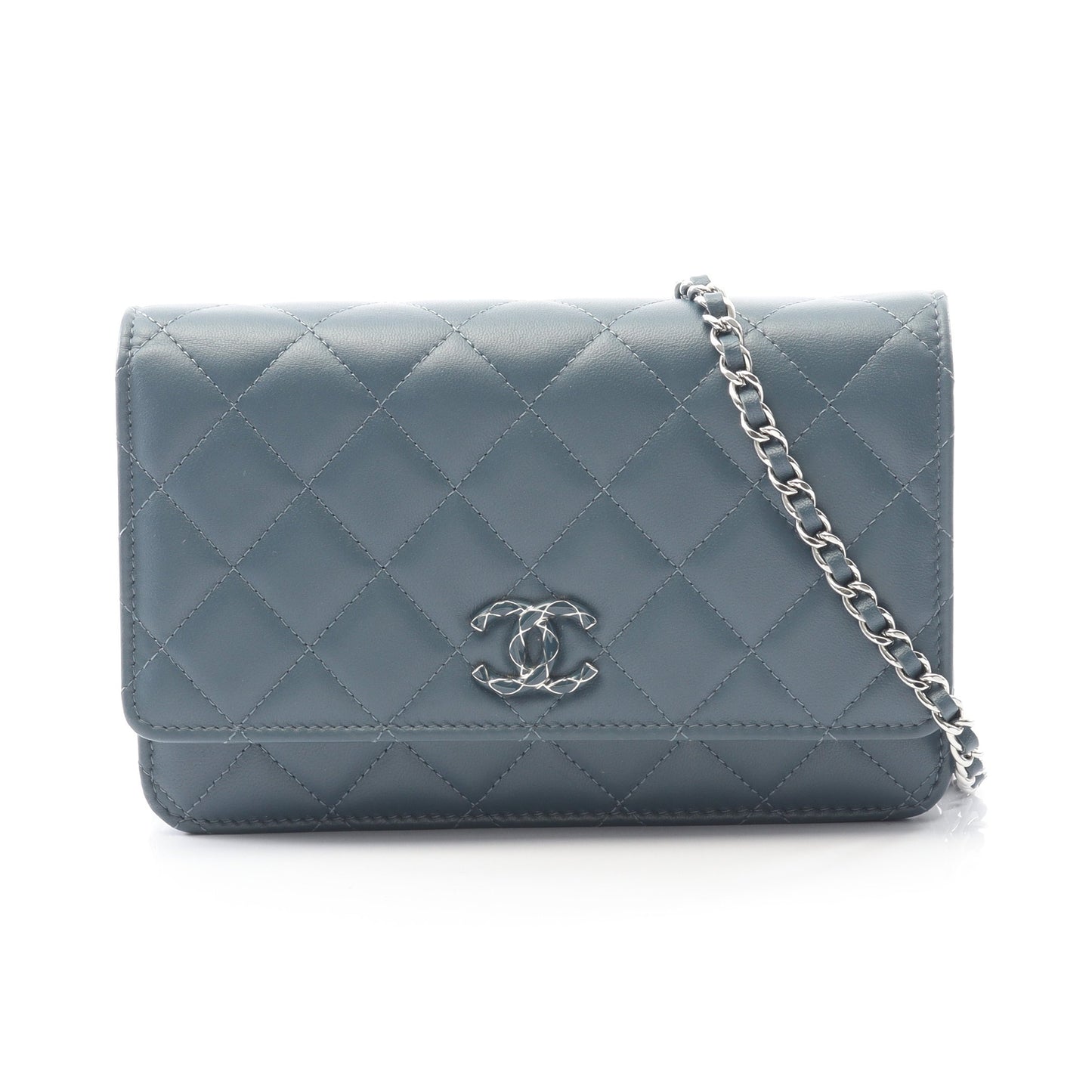 マトラッセ チェーンウォレット ラムスキン ブルーグリーン シルバー金具 シャネル バッグ CHANEL