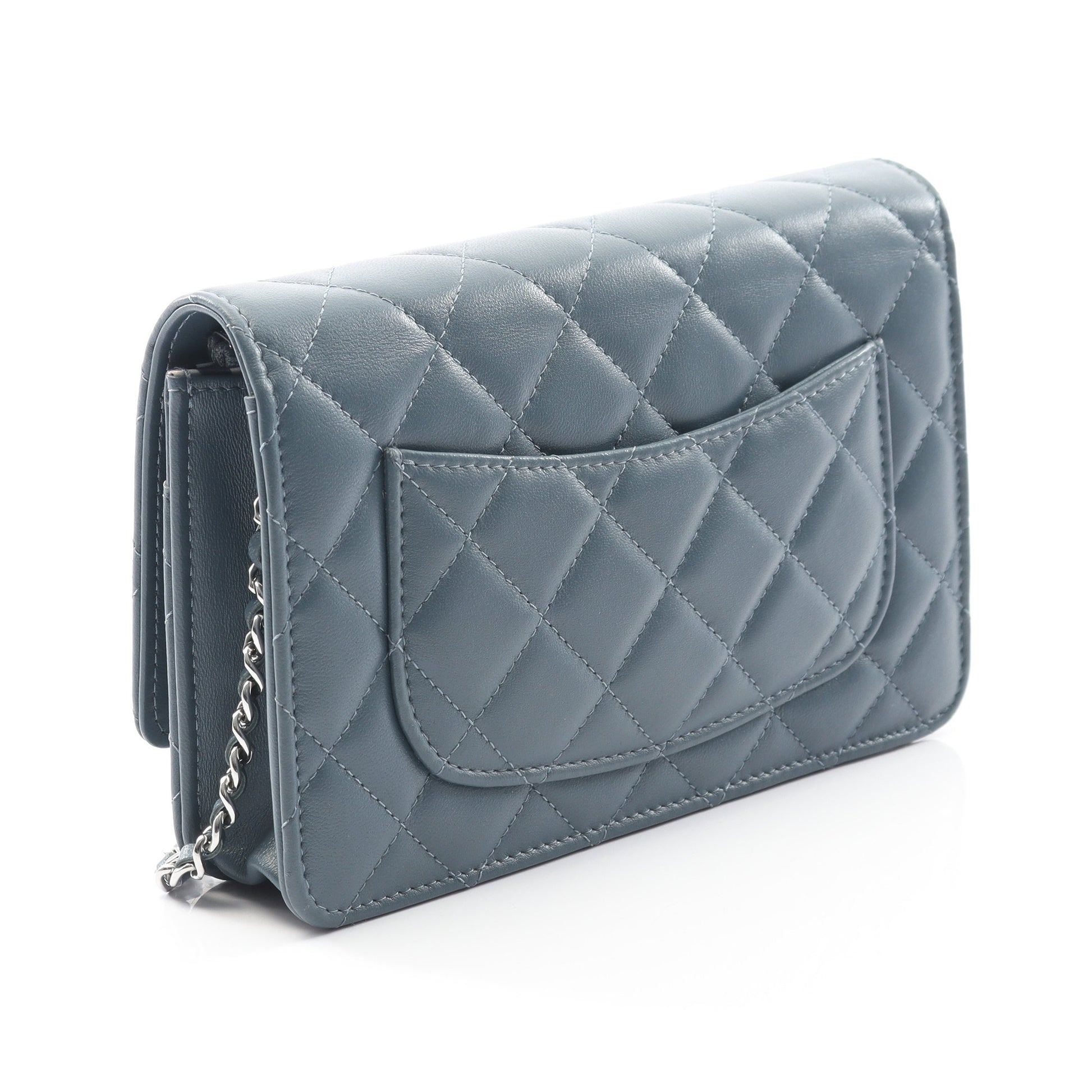 マトラッセ チェーンウォレット ラムスキン ブルーグリーン シルバー金具 シャネル バッグ CHANEL
