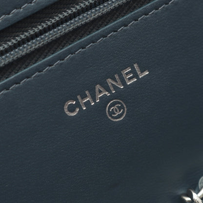 マトラッセ チェーンウォレット ラムスキン ブルーグリーン シルバー金具 シャネル バッグ CHANEL
