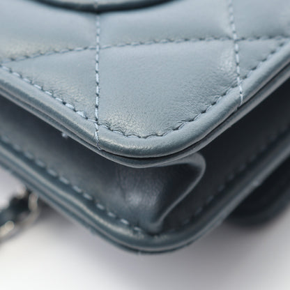 マトラッセ チェーンウォレット ラムスキン ブルーグリーン シルバー金具 シャネル バッグ CHANEL