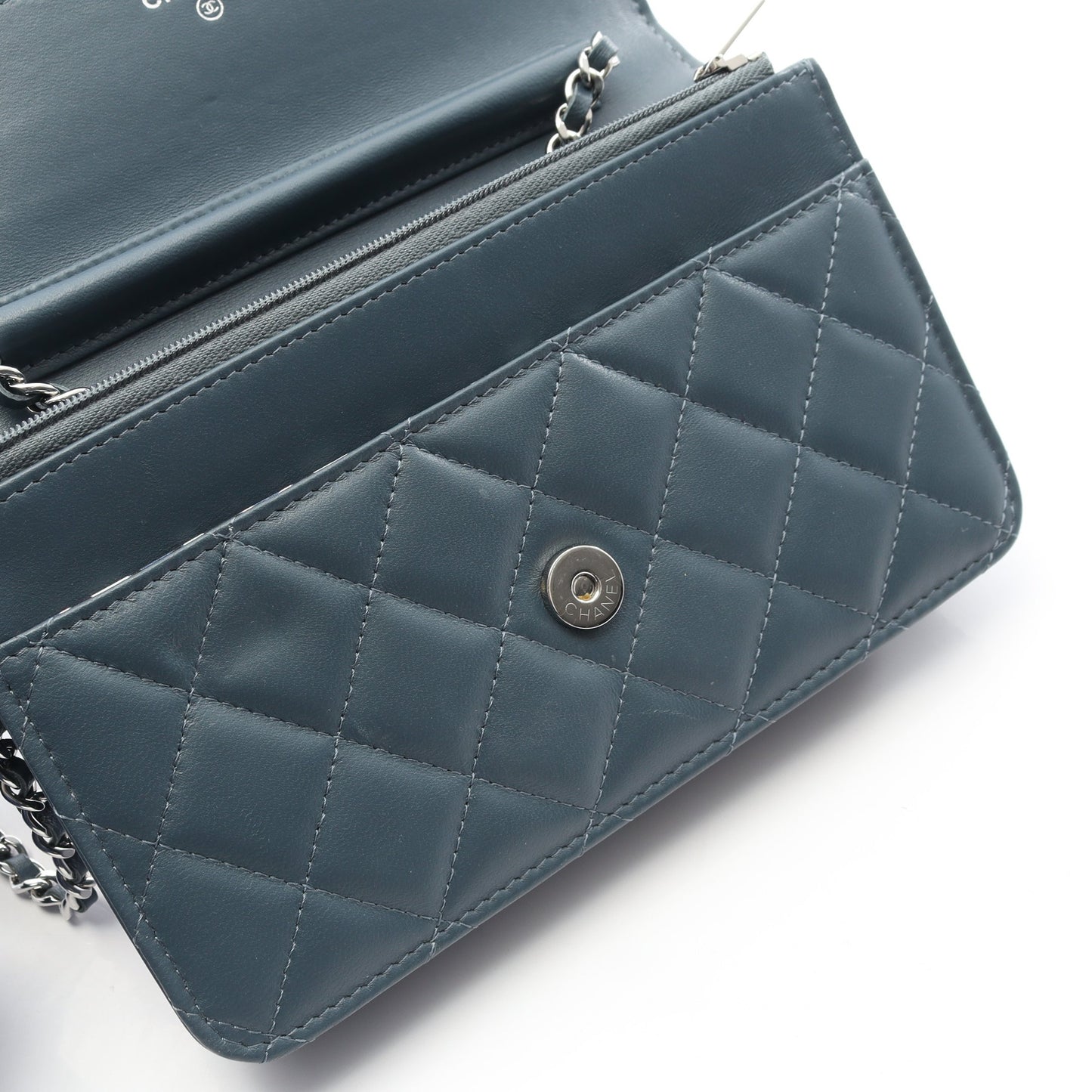 マトラッセ チェーンウォレット ラムスキン ブルーグリーン シルバー金具 シャネル バッグ CHANEL