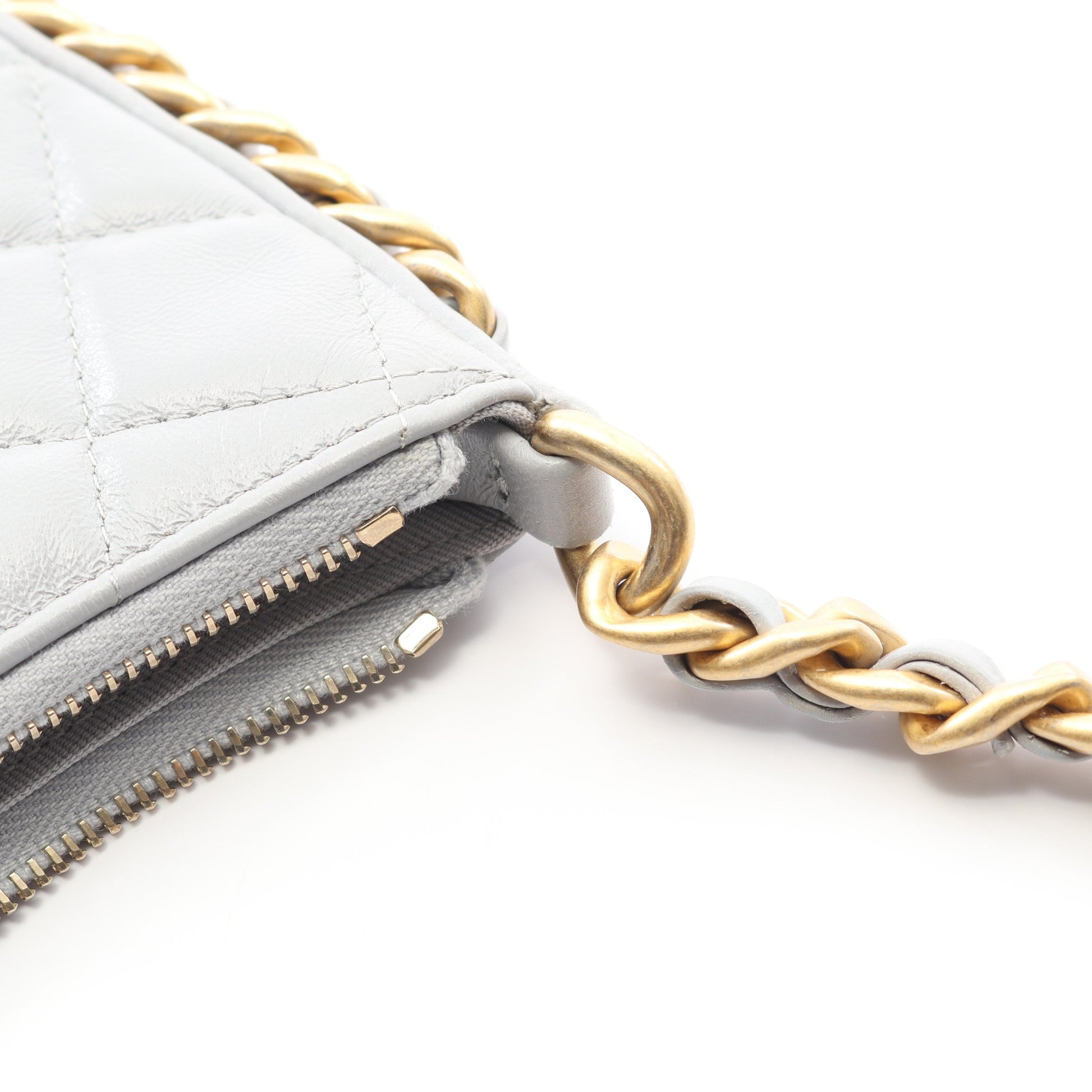 マトラッセ チェーンショルダーバッグ レザー グレー ゴールド金具 シャネル バッグ CHANEL