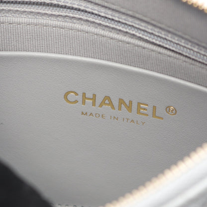 マトラッセ チェーンショルダーバッグ レザー グレー ゴールド金具 シャネル バッグ CHANEL
