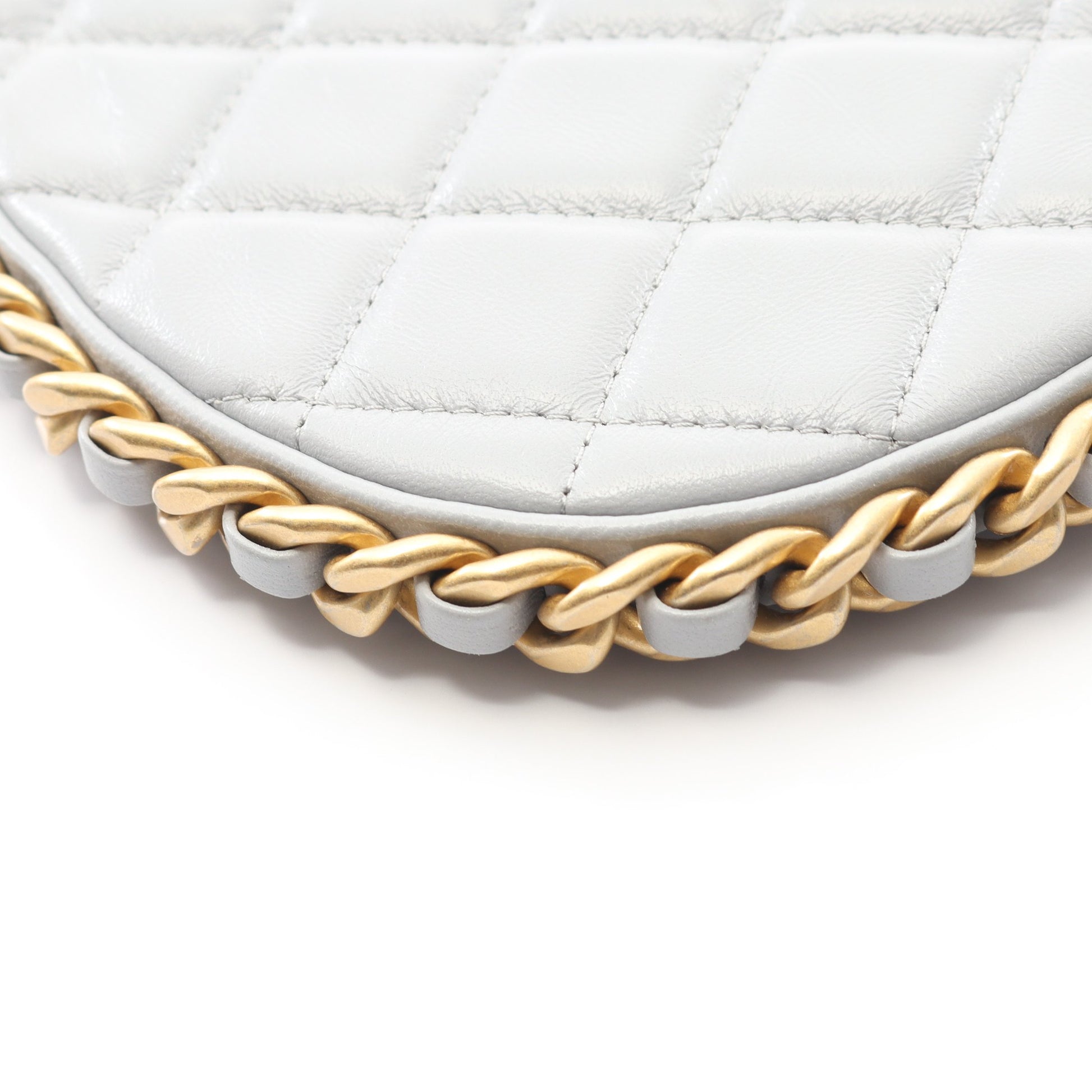 マトラッセ チェーンショルダーバッグ レザー グレー ゴールド金具 シャネル バッグ CHANEL