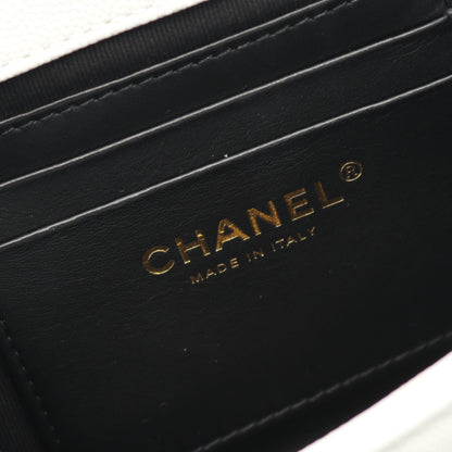 マトラッセ スモール バニティバッグ チェーンショルダーバッグ キャビアスキン ホワイト ゴールド金具 2WAY シャネル バッグ CHANEL