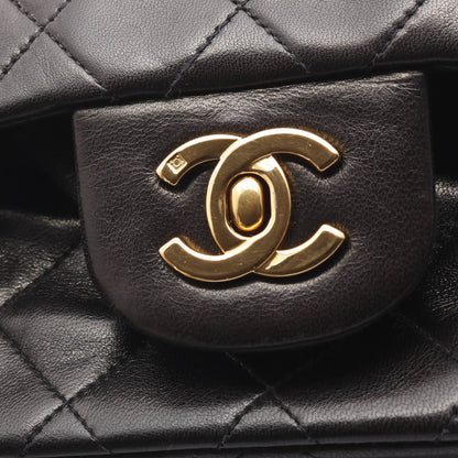 マトラッセ Wフラップ Wチェーンショルダーバッグ ラムスキン ブラック ゴールド金具 シャネル バッグ CHANEL