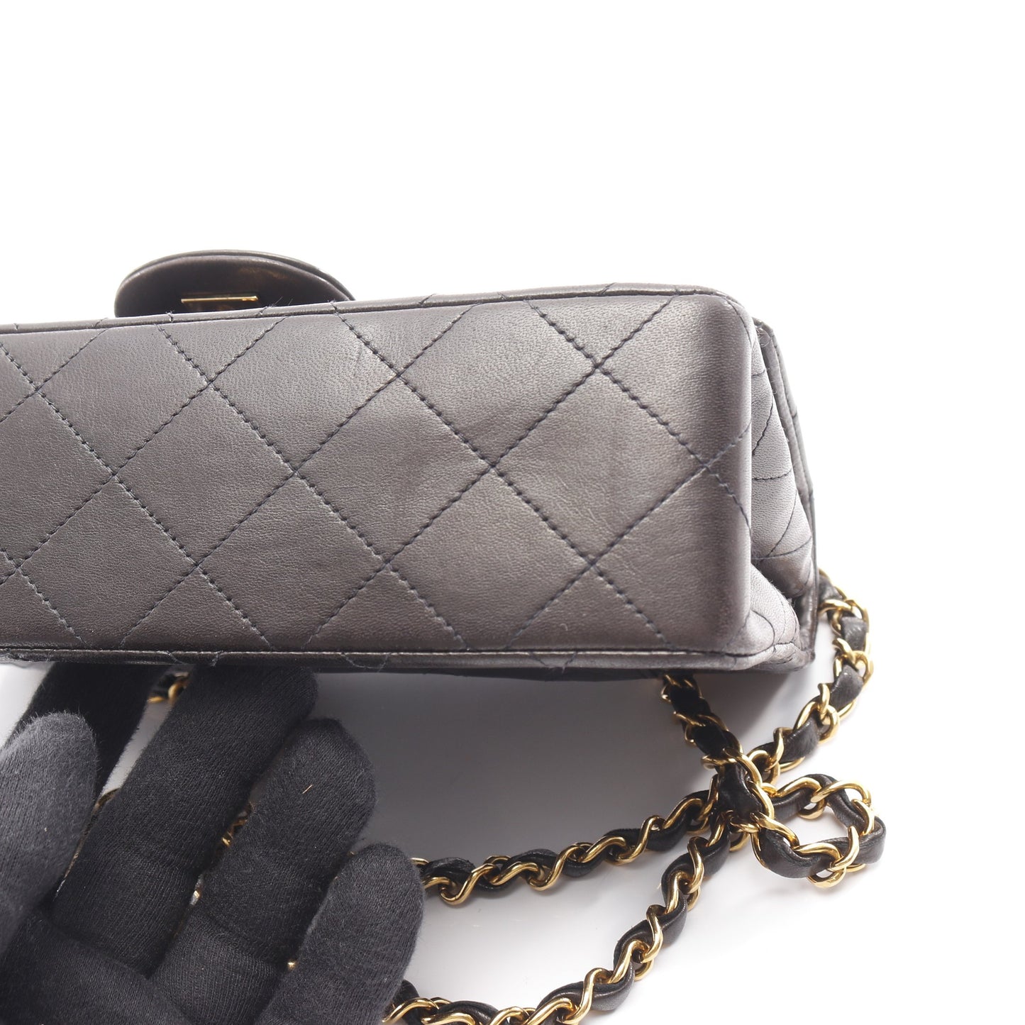 マトラッセ Wフラップ Wチェーンショルダーバッグ ラムスキン ブラック ゴールド金具 シャネル バッグ CHANEL