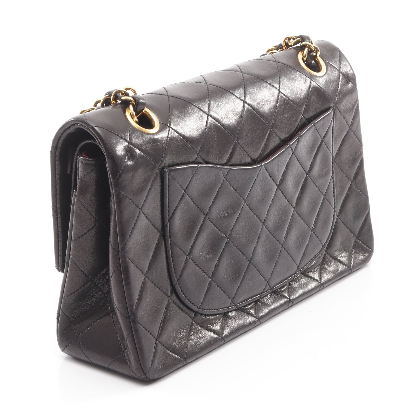 マトラッセ Wフラップ Wチェーンショルダーバッグ ラムスキン ブラック ゴールド金具 シャネル バッグ CHANEL