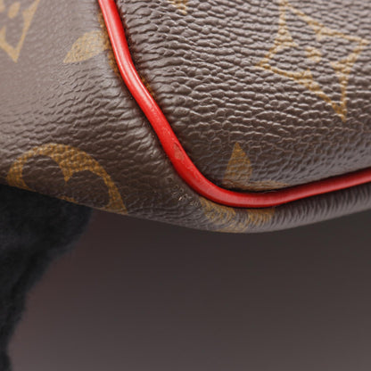 キーポル バンドリエール50 モノグラム ポピーレッド ボストンバッグ PVC レザー ブラウン レッド 2WAY ルイヴィトン バッグ LOUIS VUITTON
