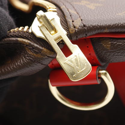 キーポル バンドリエール50 モノグラム ポピーレッド ボストンバッグ PVC レザー ブラウン レッド 2WAY ルイヴィトン バッグ LOUIS VUITTON