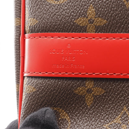 キーポル バンドリエール50 モノグラム ポピーレッド ボストンバッグ PVC レザー ブラウン レッド 2WAY ルイヴィトン バッグ LOUIS VUITTON
