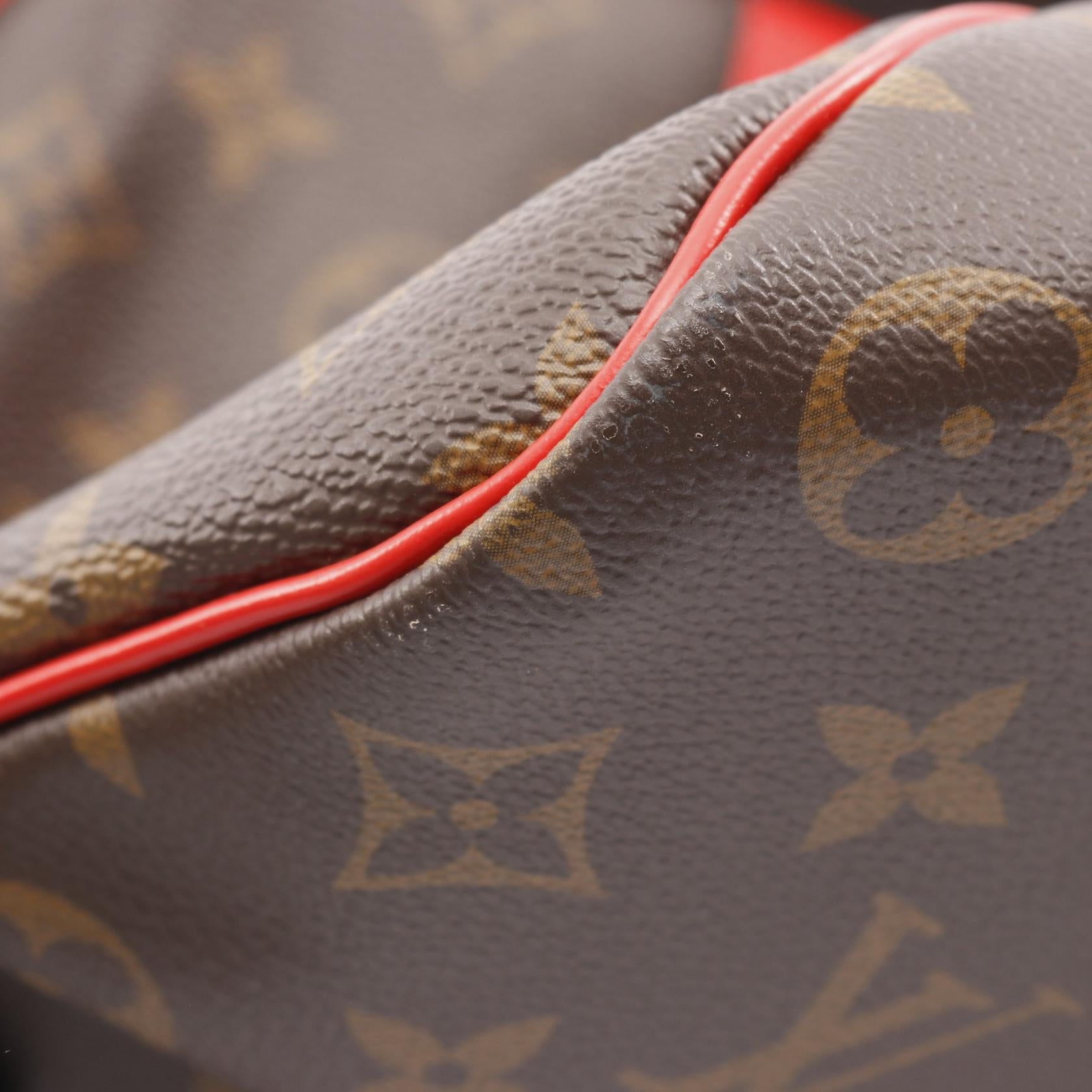 キーポル バンドリエール50 モノグラム ポピーレッド ボストンバッグ PVC レザー ブラウン レッド 2WAY ルイヴィトン バッグ LOUIS VUITTON