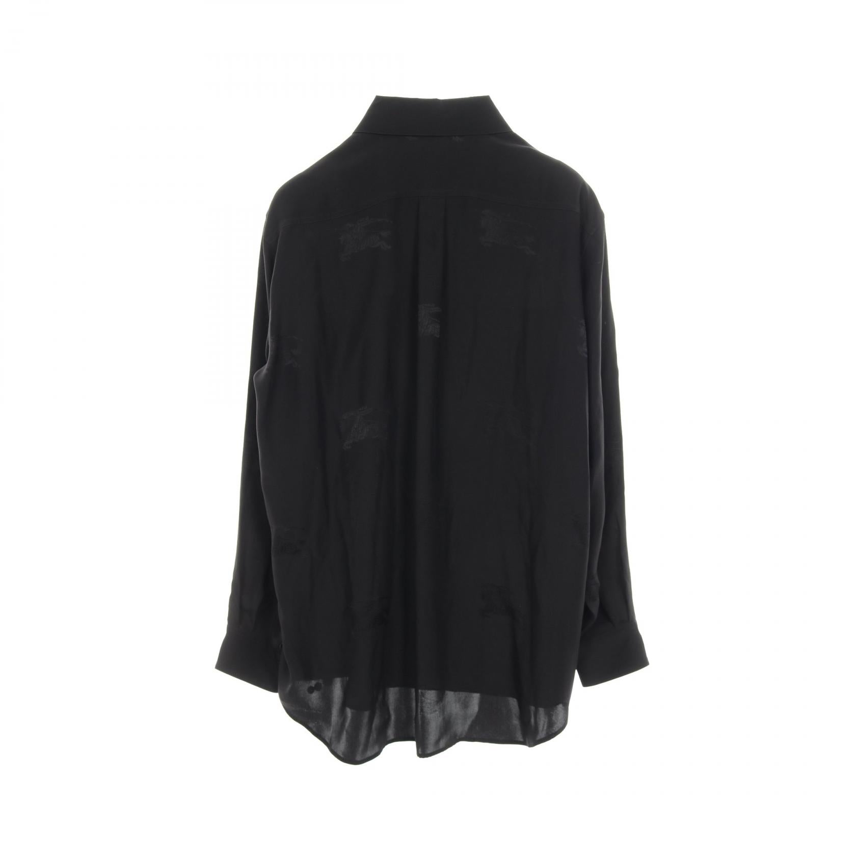 シャツ 長袖 刺繍ロゴ シルク ブラック バーバリー – RECLO