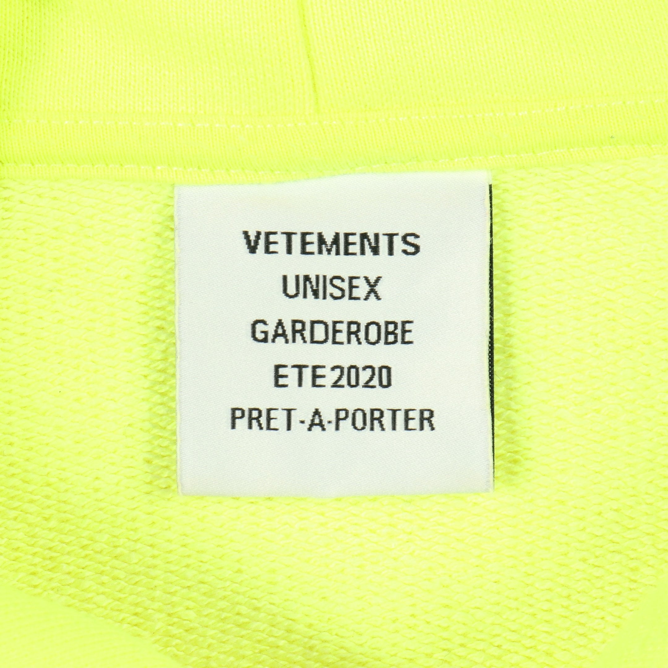 ヴェトモン VETEMENTS パーカー 衣料品 トップス ポリエステル メンズ レディース イエロー系 【中古】 プルオーバーパーカー ロゴ イエロー ネオンカラー ヴェトモン – RECLO