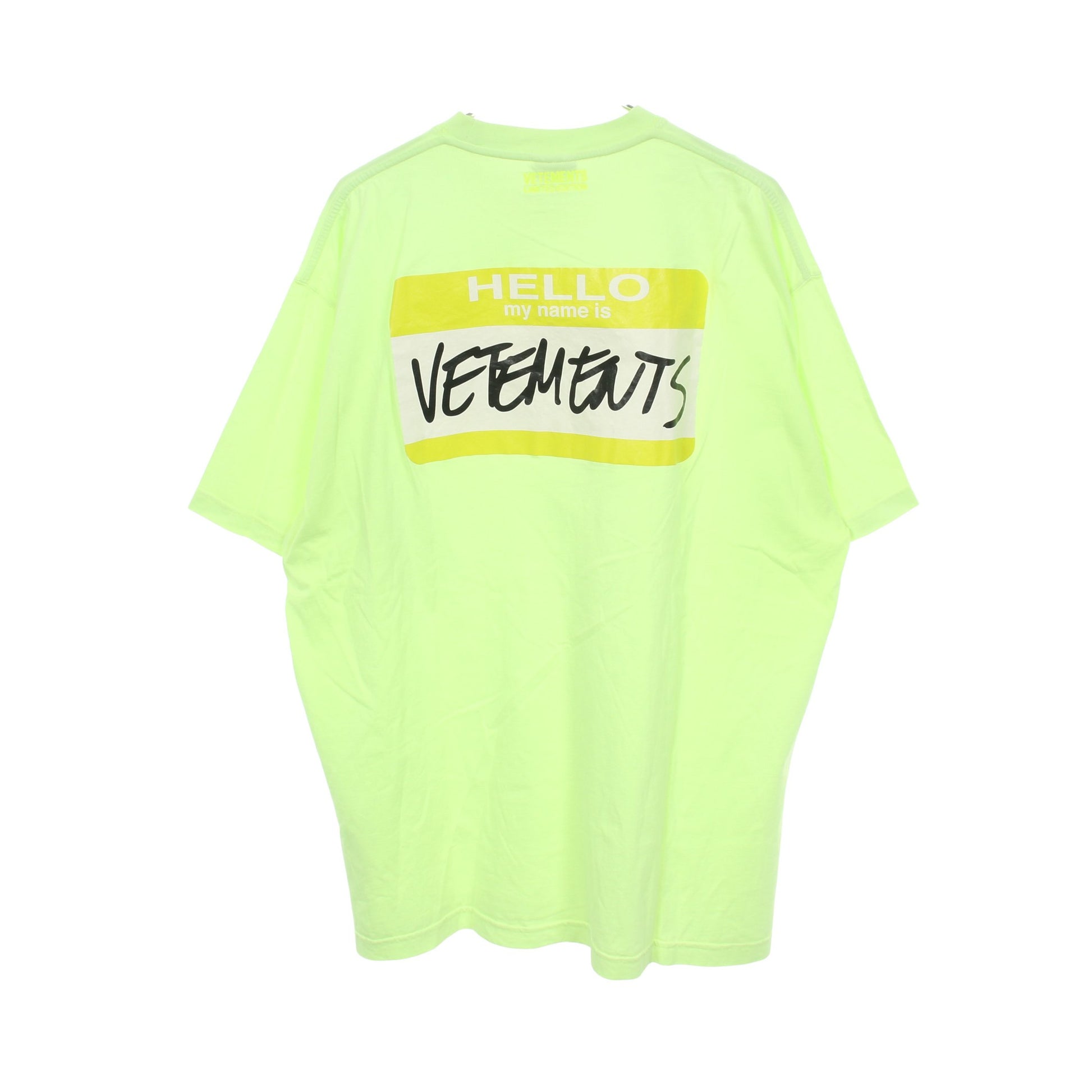 Name Badge 半袖Tシャツ コットン イエローグリーン ヴェトモン トップス VETEMENTS