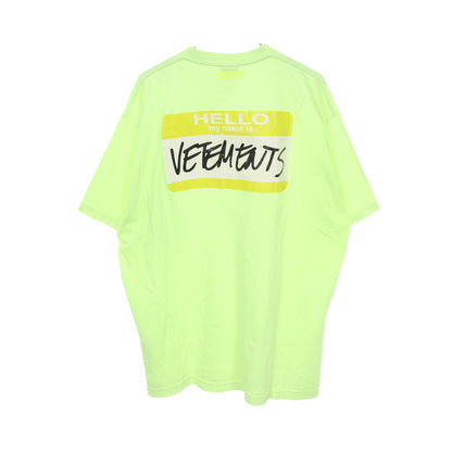 Name Badge 半袖Tシャツ コットン イエローグリーン ヴェトモン トップス VETEMENTS