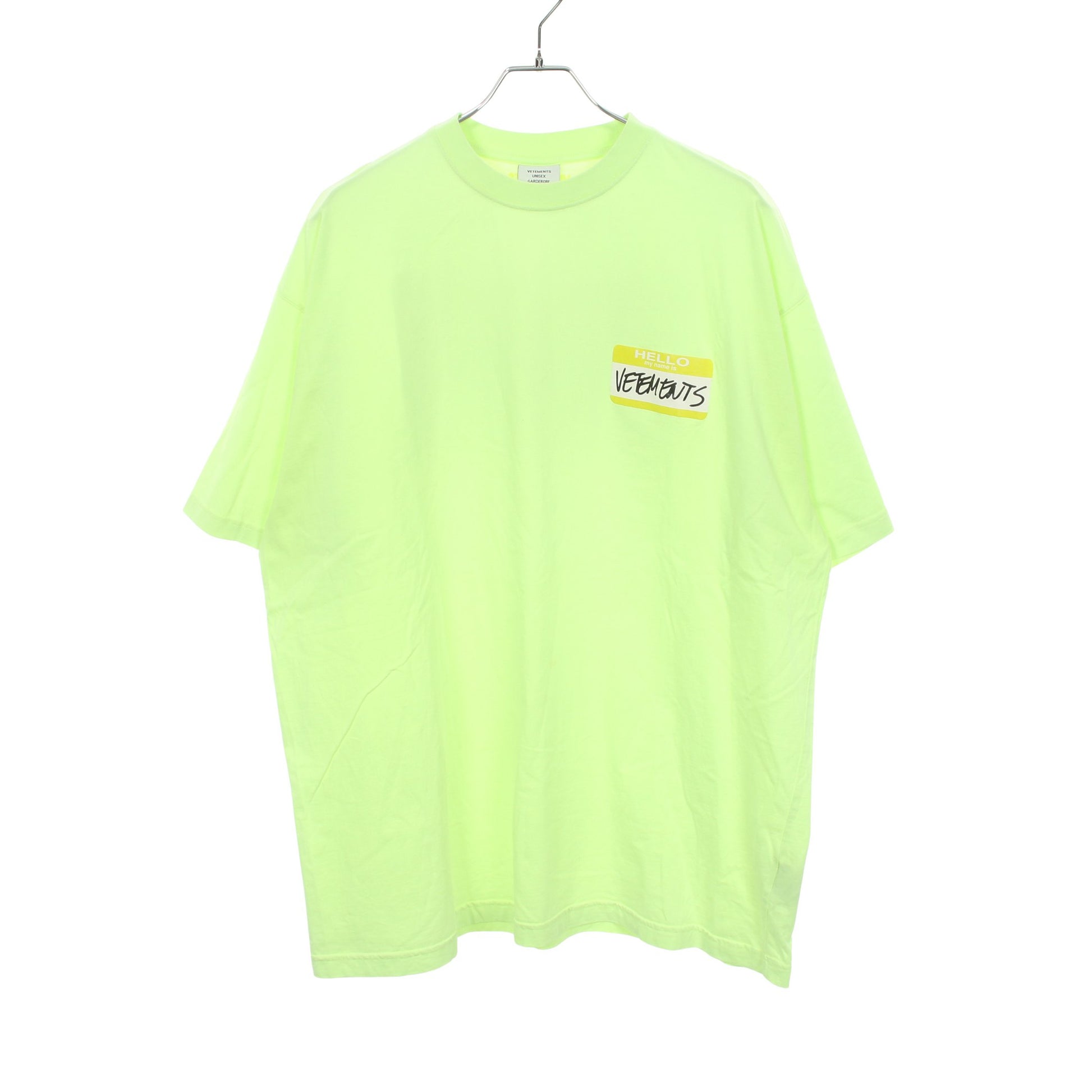 Name Badge 半袖Tシャツ コットン イエローグリーン ヴェトモン トップス VETEMENTS