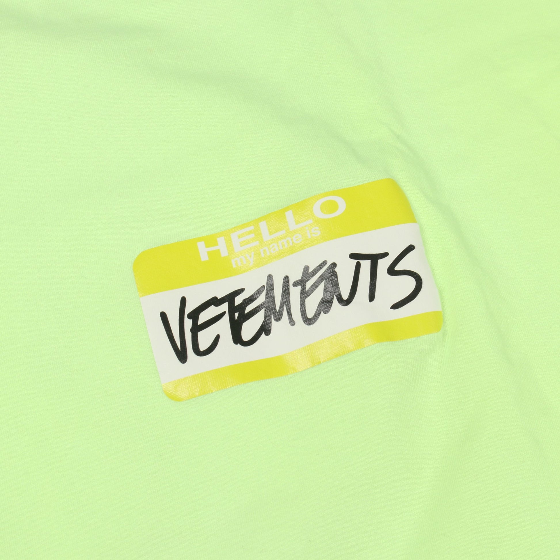 Name Badge 半袖Tシャツ コットン イエローグリーン ヴェトモン トップス VETEMENTS