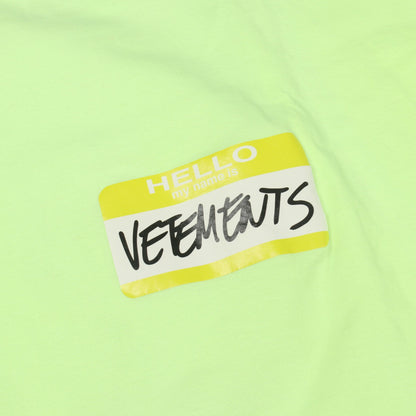 Name Badge 半袖Tシャツ コットン イエローグリーン ヴェトモン トップス VETEMENTS