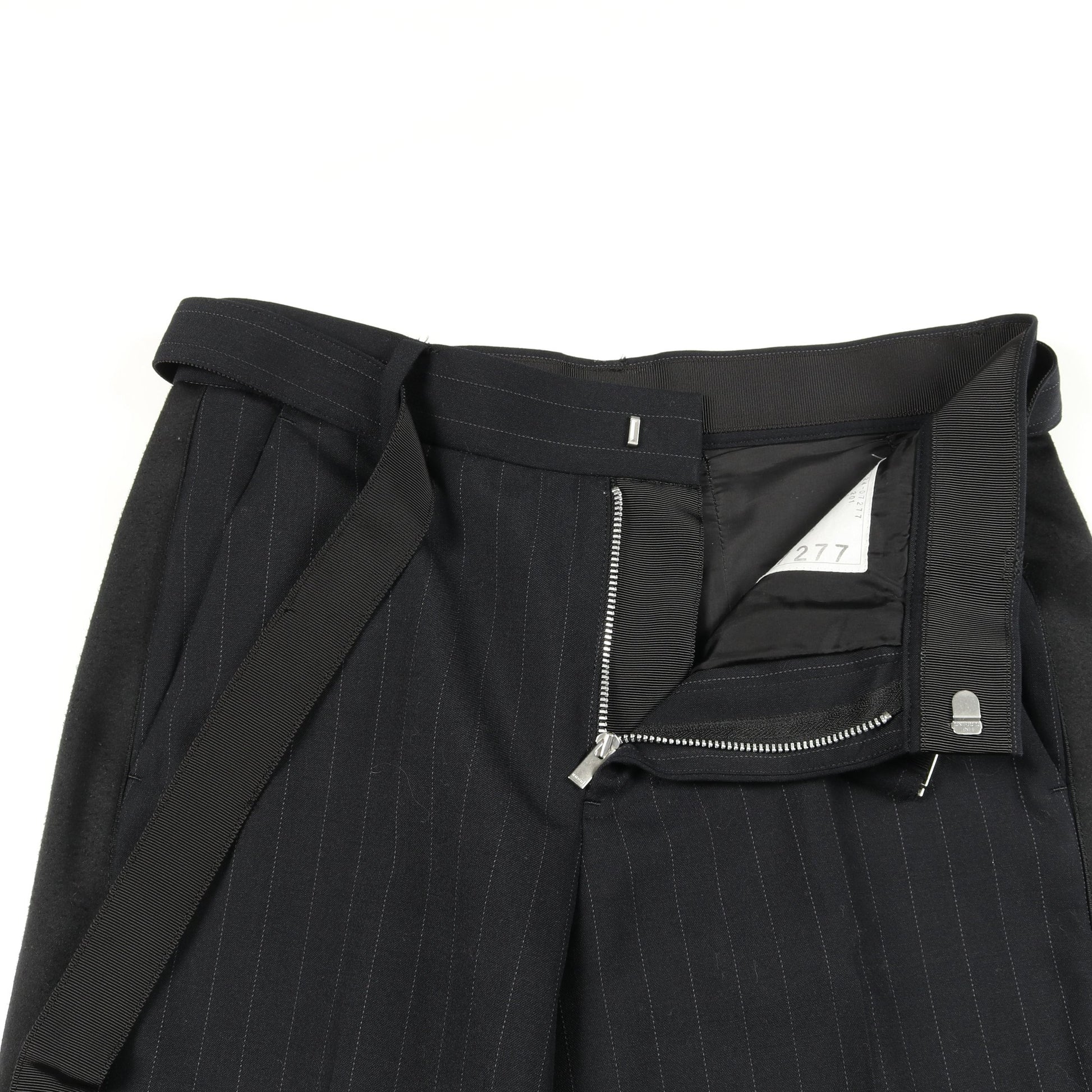 スラックス トラウザーズ ストライプ ウール ネイビー サカイ ボトムス sacai