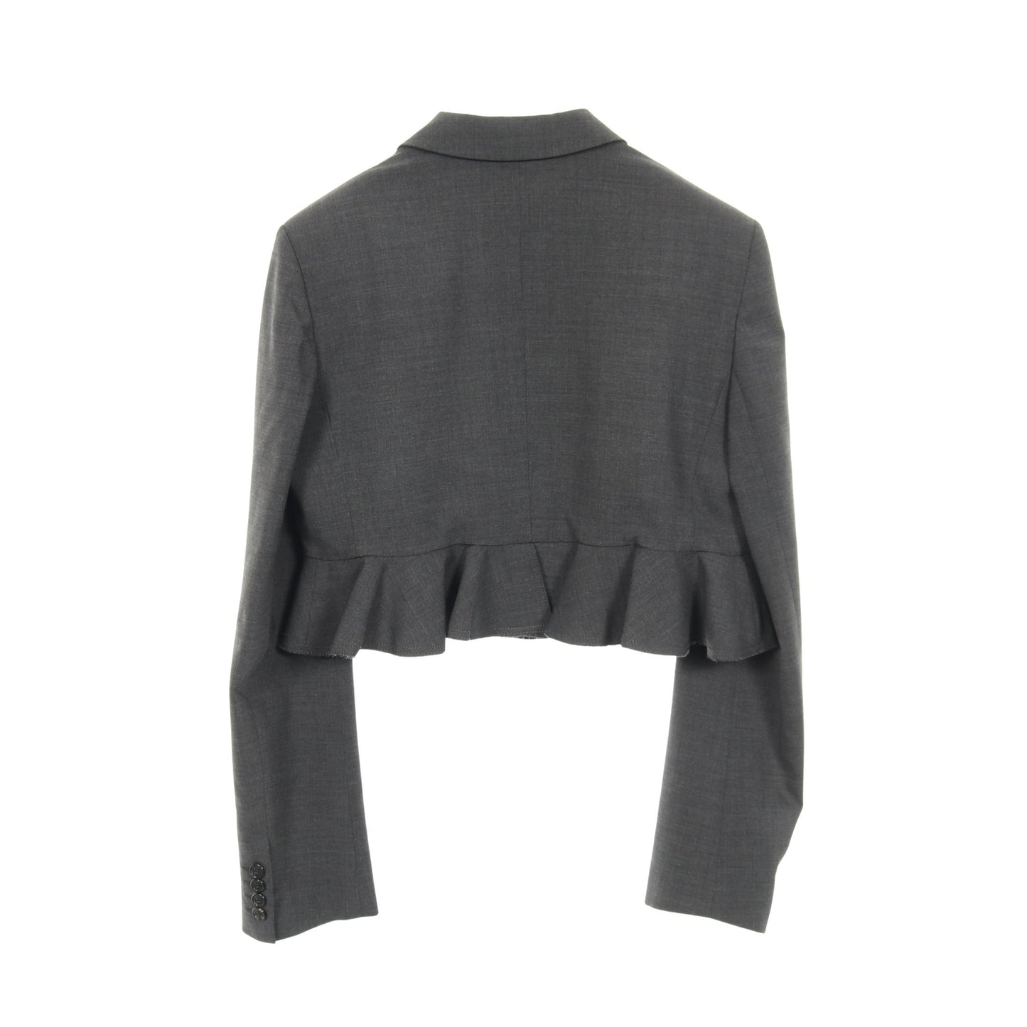 クロップド テーラードジャケット ウール グレー フリル ジェイダブリューアンダーソン アウター JW Anderson