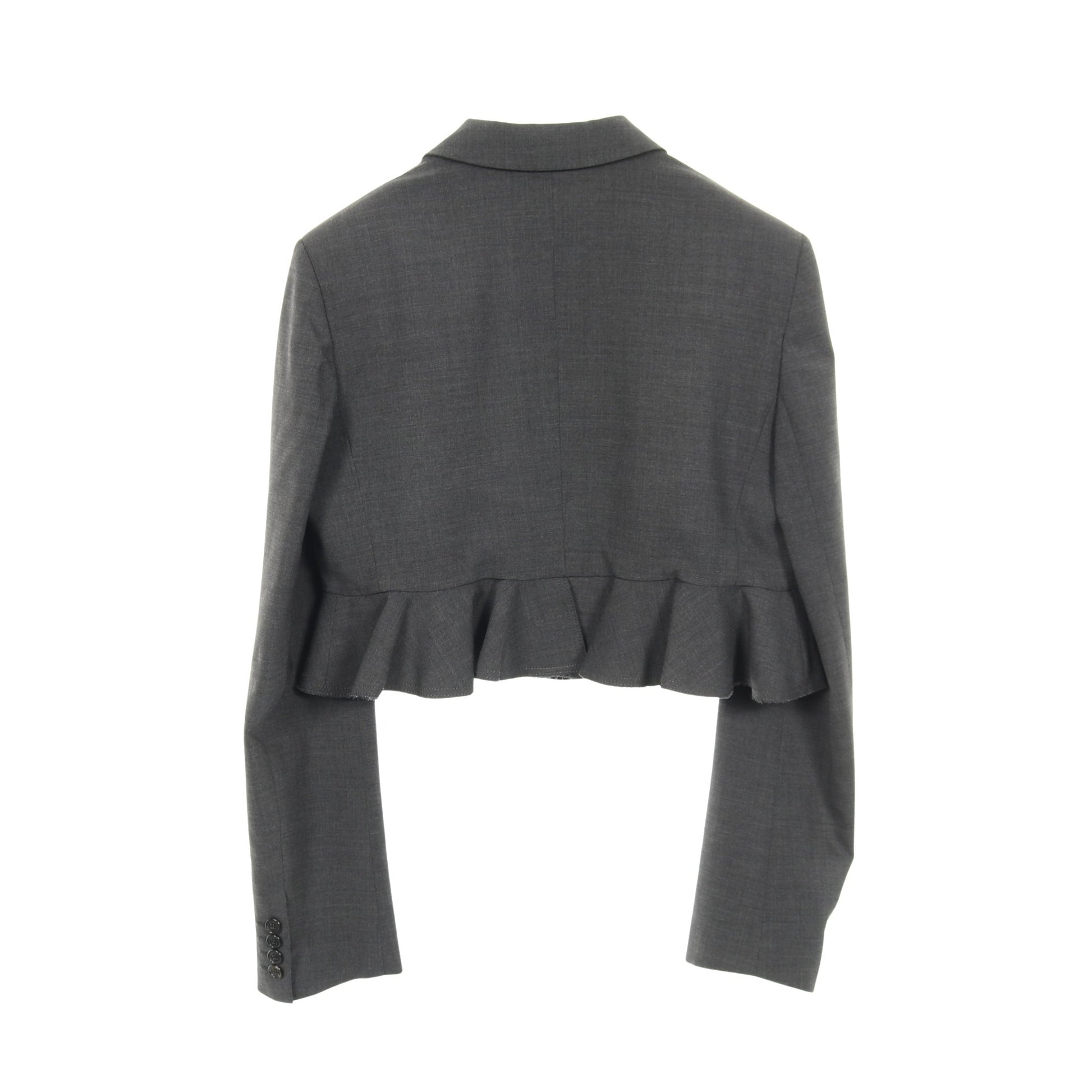 クロップド テーラードジャケット ウール グレー フリル ジェイダブリューアンダーソン アウター JW Anderson