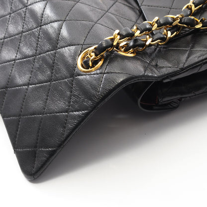 マトラッセ Wフラップ Wチェーンショルダーバッグ ラムスキン ブラック ゴールド金具 ヴィンテージ シャネル バッグ CHANEL