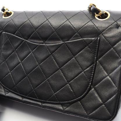 マトラッセ Wフラップ Wチェーンショルダーバッグ ラムスキン ブラック ゴールド金具 ヴィンテージ シャネル バッグ CHANEL