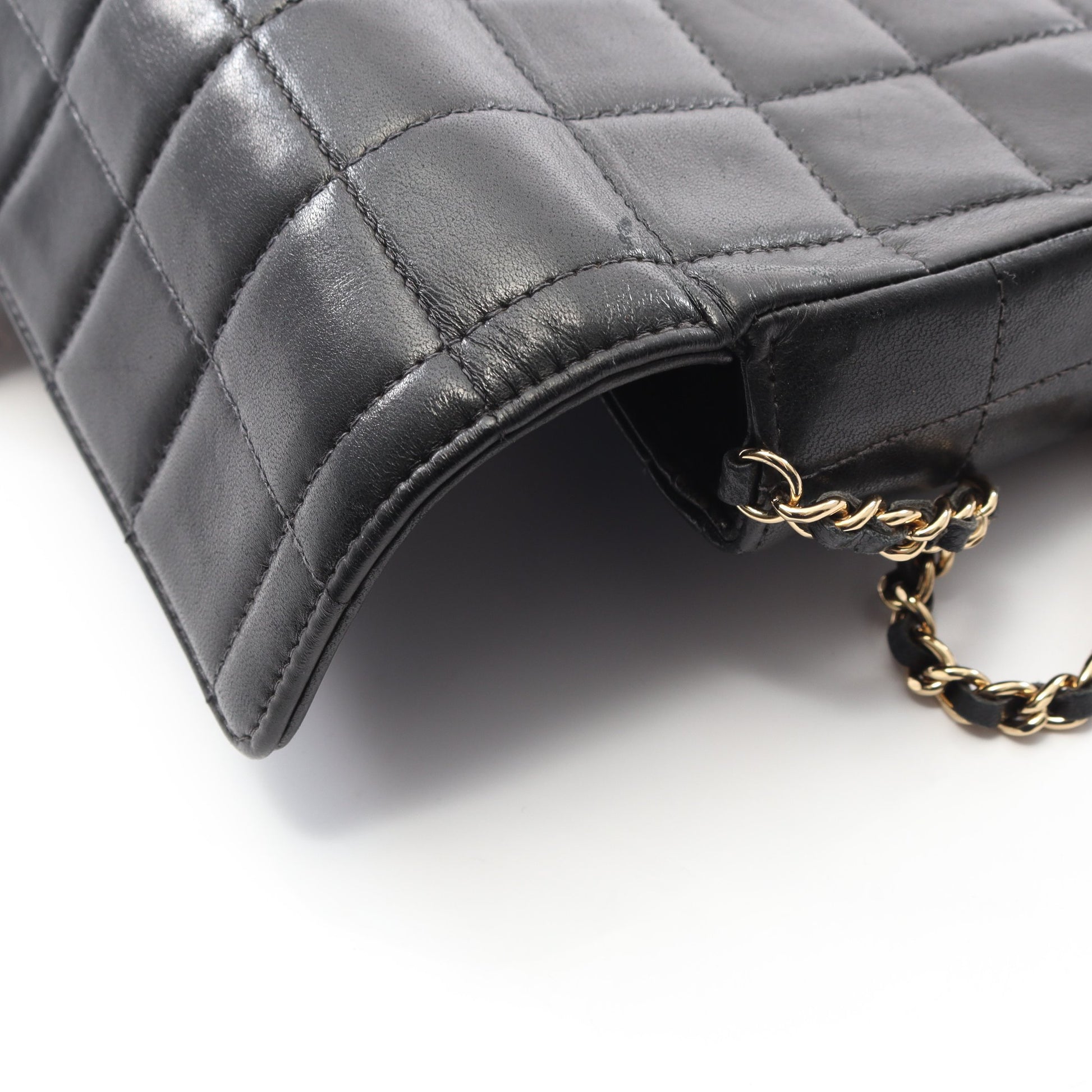 チョコバー チェーンショルダーバッグ ラムスキン ブラック ゴールド金具 シャネル バッグ CHANEL