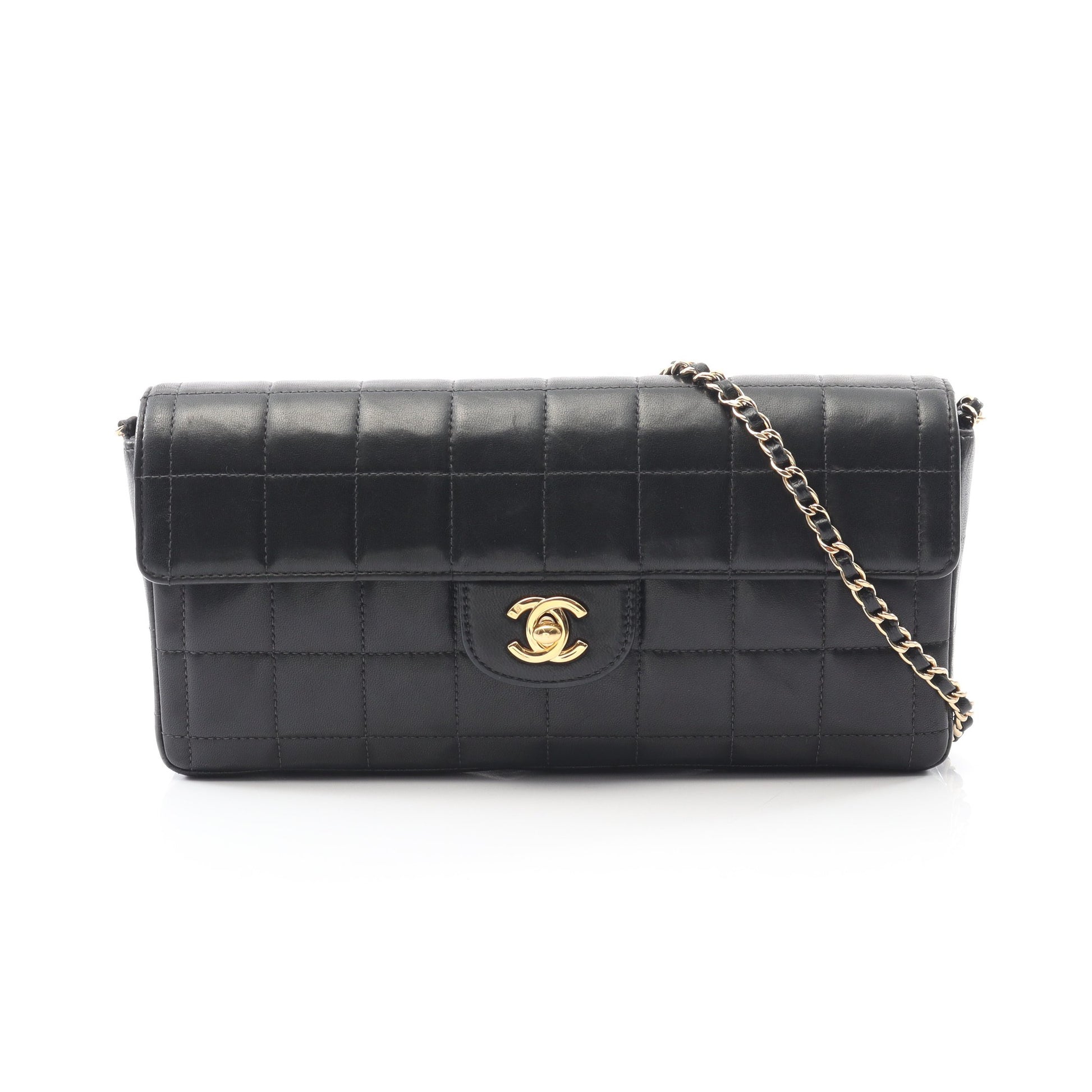 チョコバー チェーンショルダーバッグ ラムスキン ブラック ゴールド金具 シャネル バッグ CHANEL