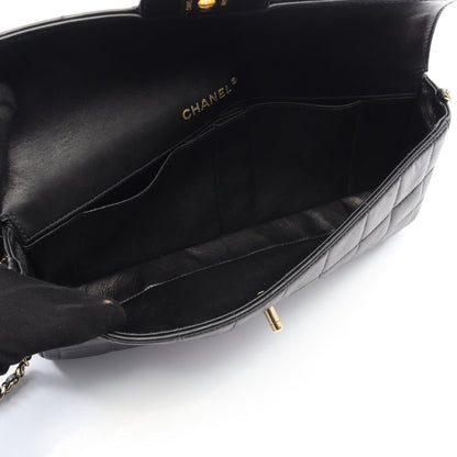 チョコバー チェーンショルダーバッグ ラムスキン ブラック ゴールド金具 シャネル バッグ CHANEL