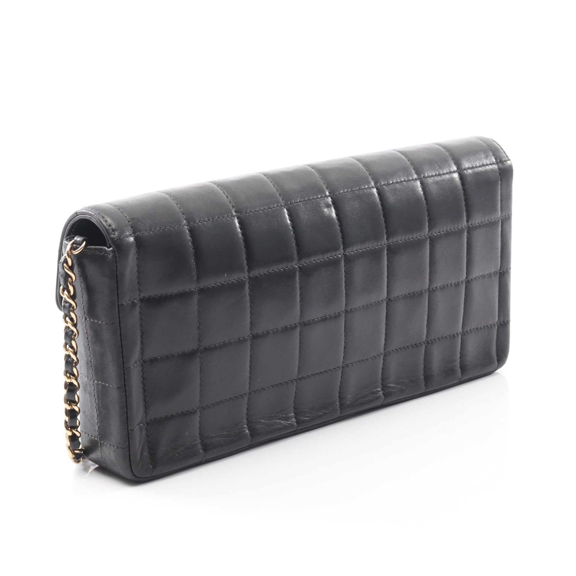 チョコバー チェーンショルダーバッグ ラムスキン ブラック ゴールド金具 シャネル バッグ CHANEL