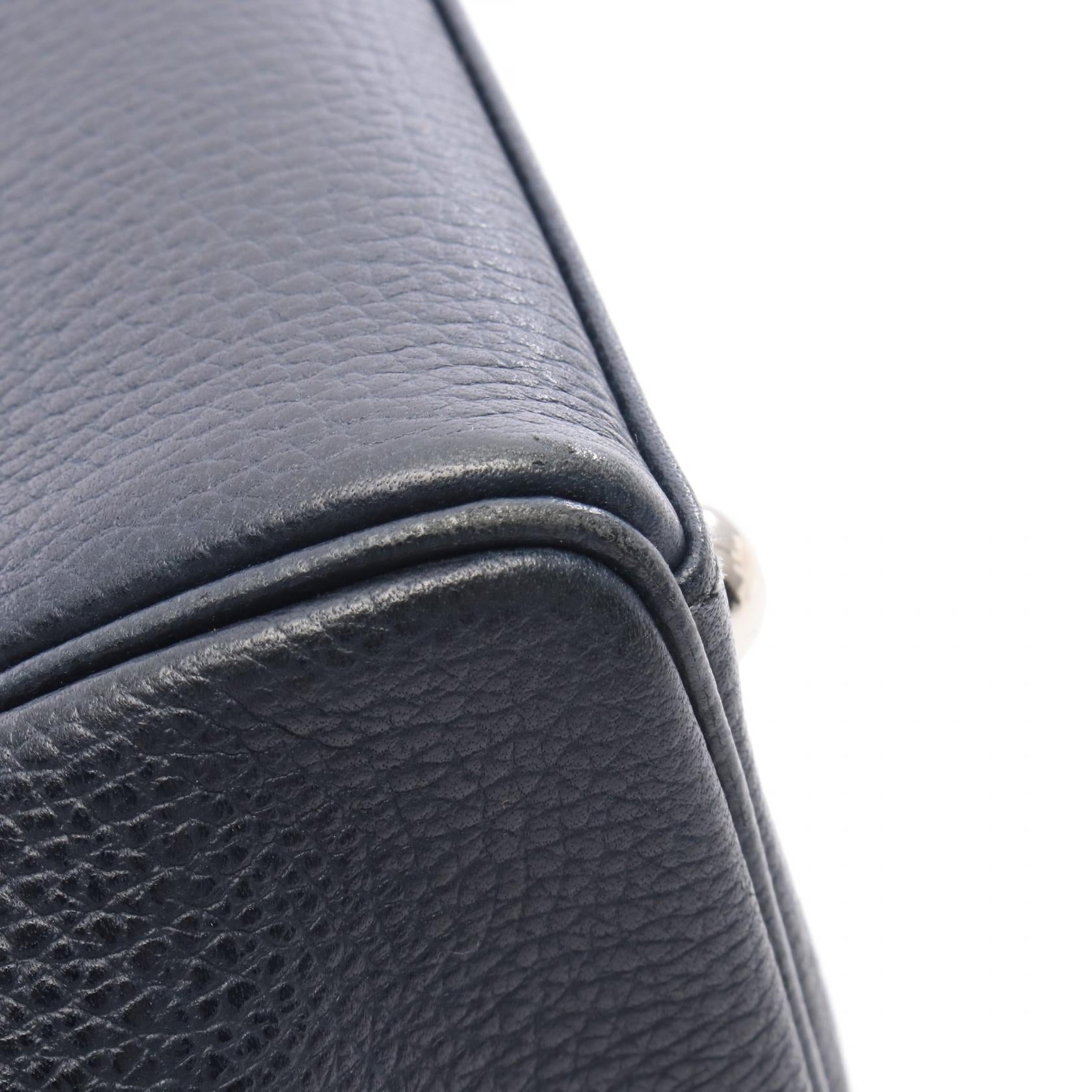 パリボンベイ27 ブルーインディゴ ハンドバッグ ヴァッシュリエジェ ネイビー シルバー金具 □J刻印 エルメス バッグ HERMES