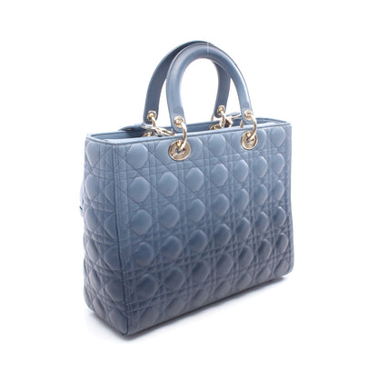 レディディオール ラージ カナージュ ハンドバッグ レザー ブルー ネイビー 2WAY クリスチャンディオール バッグ Christian Dior