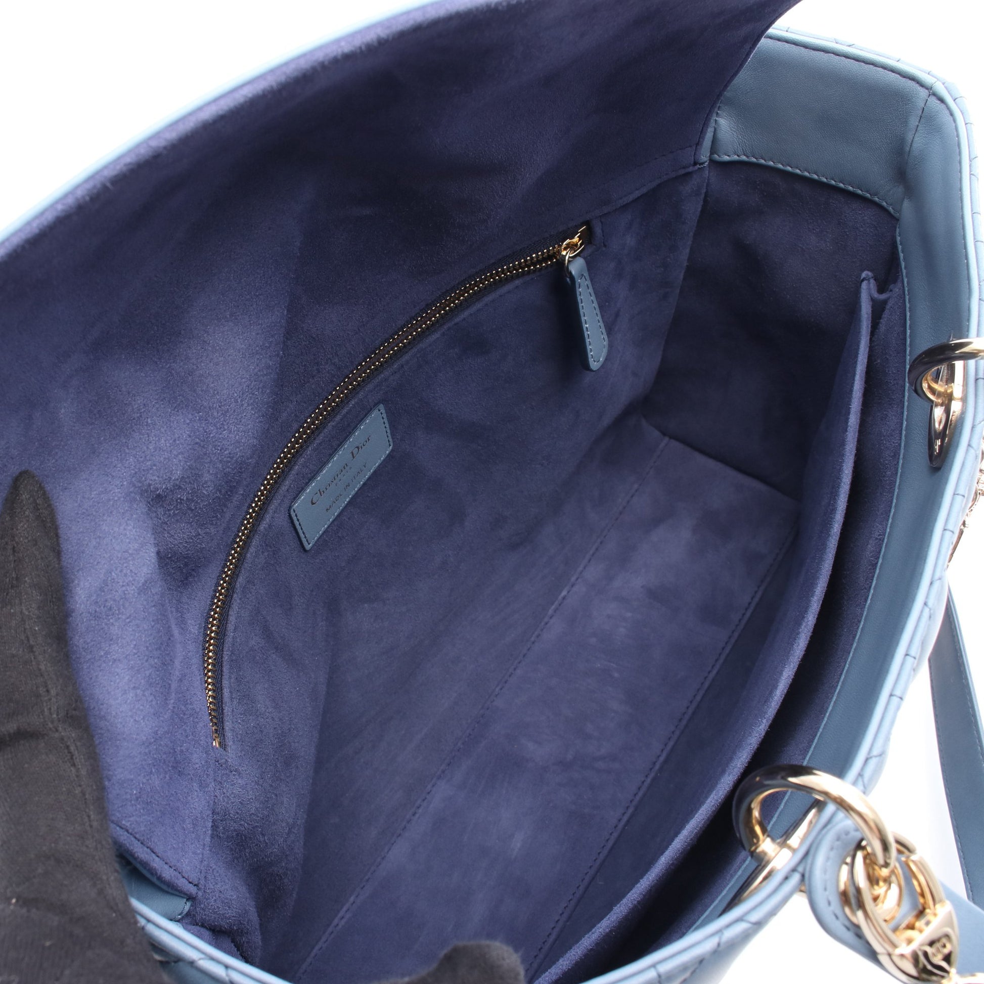 レディディオール ラージ カナージュ ハンドバッグ レザー ブルー ネイビー 2WAY クリスチャンディオール バッグ Christian Dior