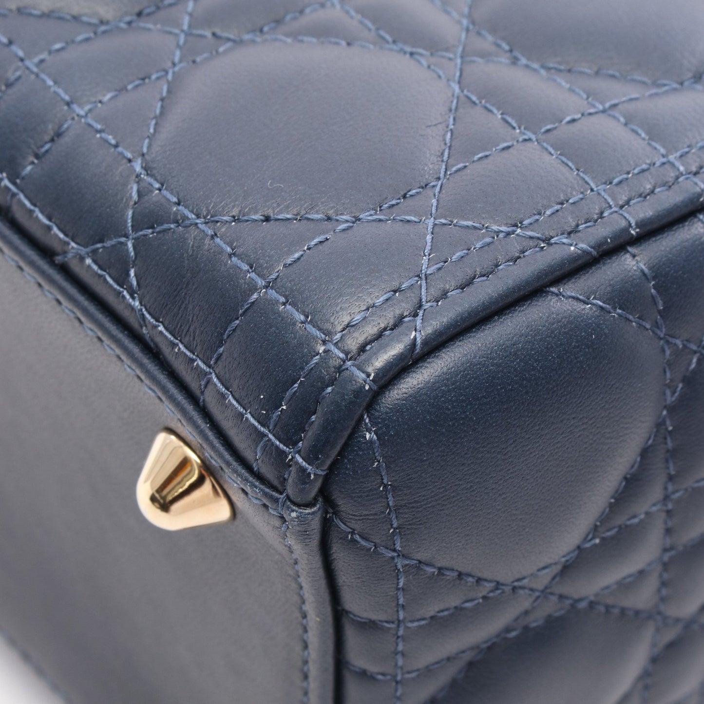 レディディオール ラージ カナージュ ハンドバッグ レザー ブルー ネイビー 2WAY クリスチャンディオール バッグ Christian Dior