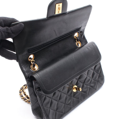 マトラッセ Wフラップ Wチェーンショルダーバッグ ラムスキン ブラック ゴールド金具 シャネル バッグ CHANEL